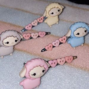 cute lamb/sheep handmade hair clips
